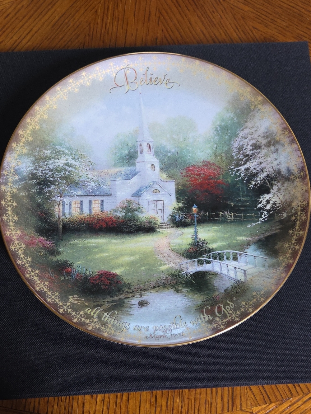 Thomas Kinkade Hometown Chapel Collector Plate